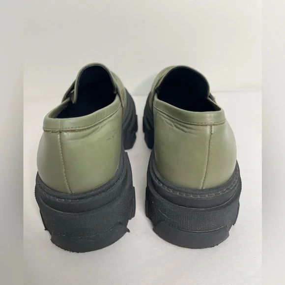 Alohas Trailblazer Leather Loafers Dusty Olive Sz 41 / 10.5 Chunky Platform - Picture 4 of 8